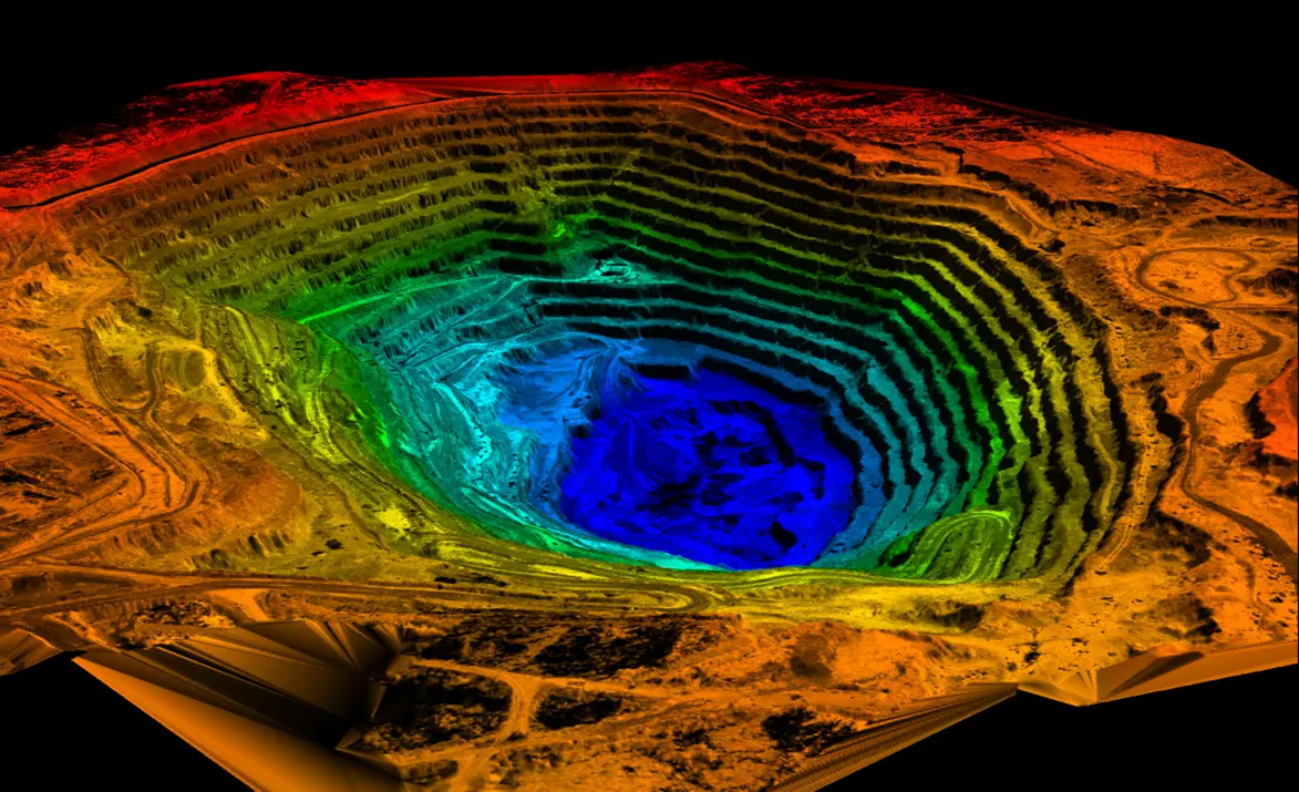 Open-pit mine scanned by LiDAR